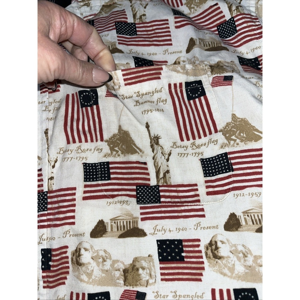 Cotton Traders Sport 2XL American Flag Print Button-Up Short Sleeve Shirt - Picture 3 of 9